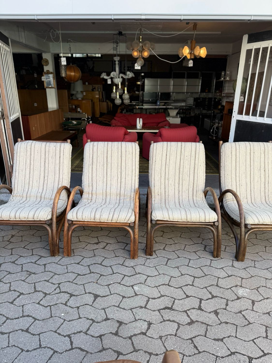 Sessel Armlehnsessel 1von4 Korbsessel Bambusstäbe Rattansessel