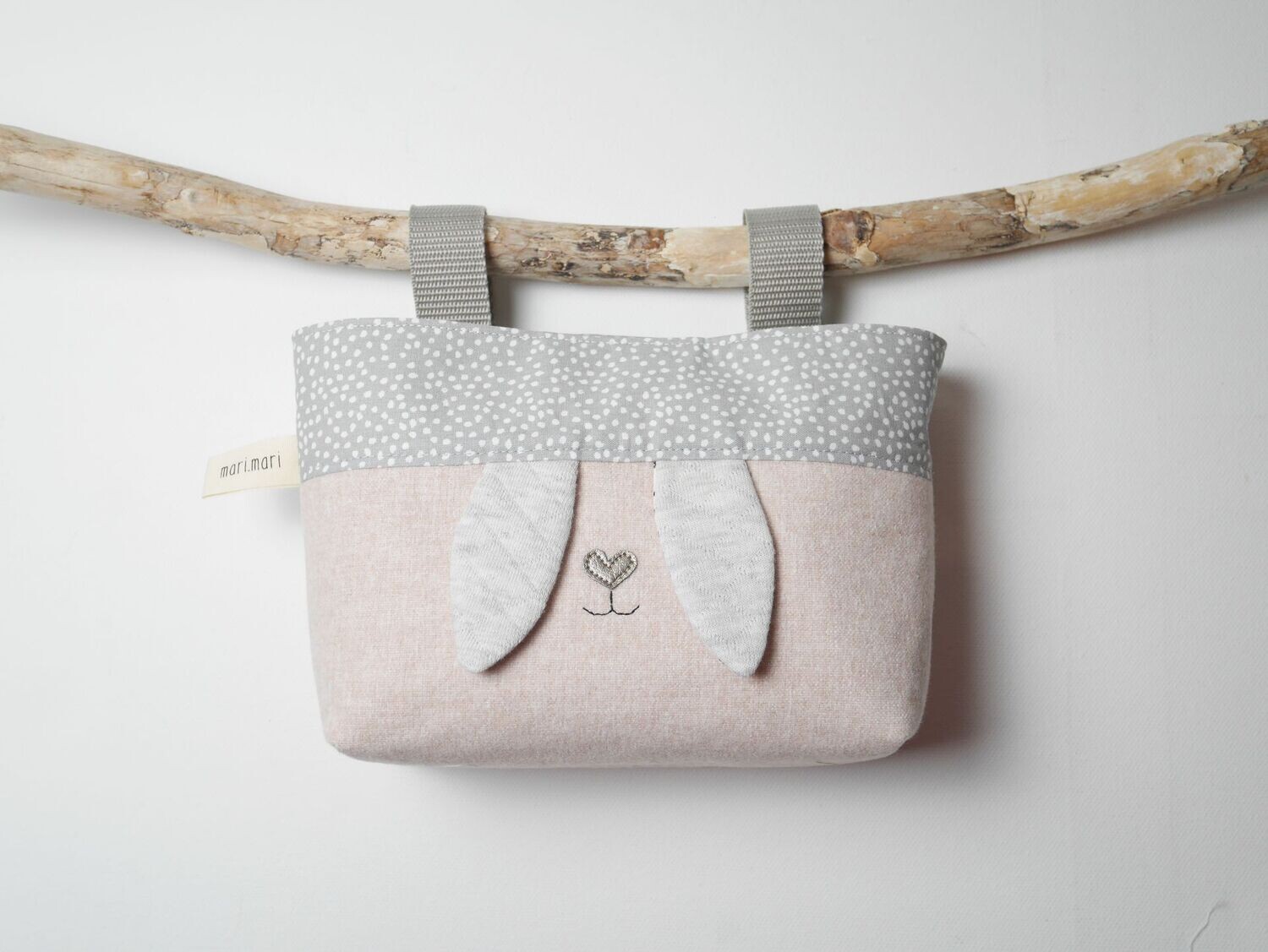 Lenkerkörbchen "bunny" grau-rosa