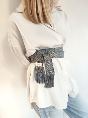 Bindegürtel mit Fransen "blue rhombus"