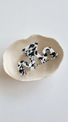 Haarklammer "big wave" black marble