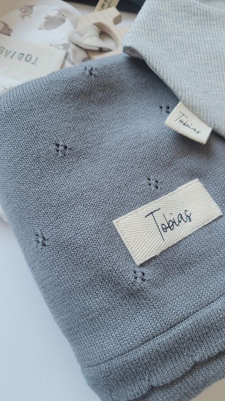 Baby-Strickdecke "pointelle" grau