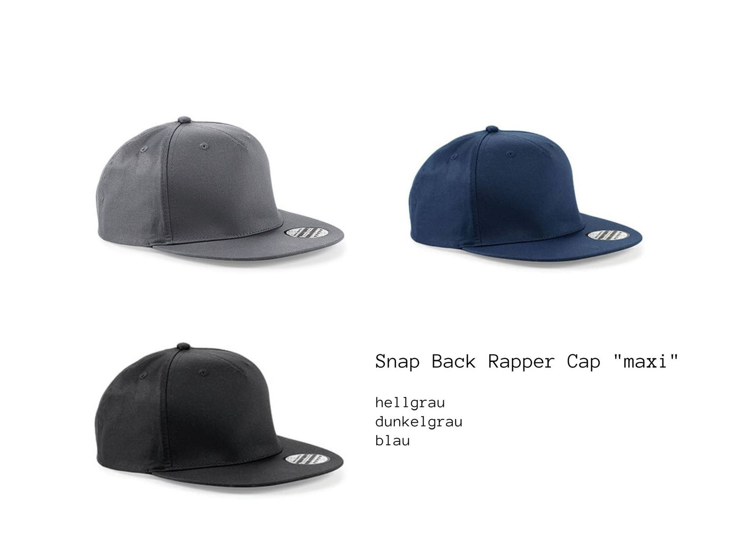 Snap Back Rapper Cap "maxi" ab 8 Jahren bis Erwachsenengröße