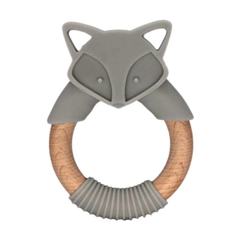Silikon-Beißring "fuchs" grau