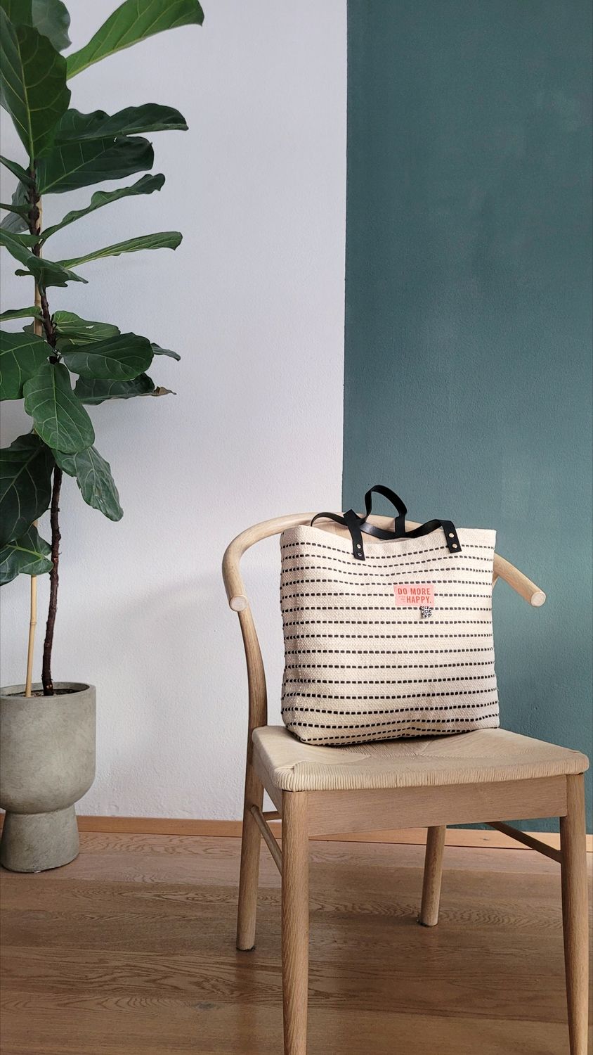 Shopper "happy black stripe" - Einzelstück