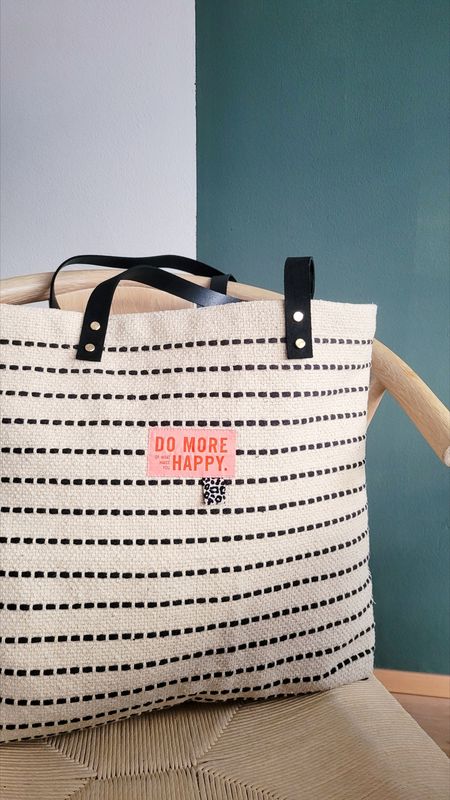 Shopper "happy black stripe" - Einzelstück