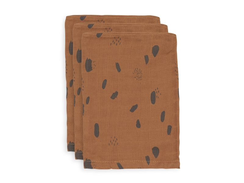 Musselin Waschlappen 3er Pack "rotbraun spots"