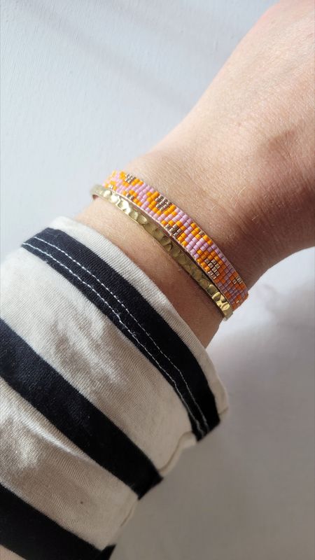 Web-Armband "leo" rosa-orange