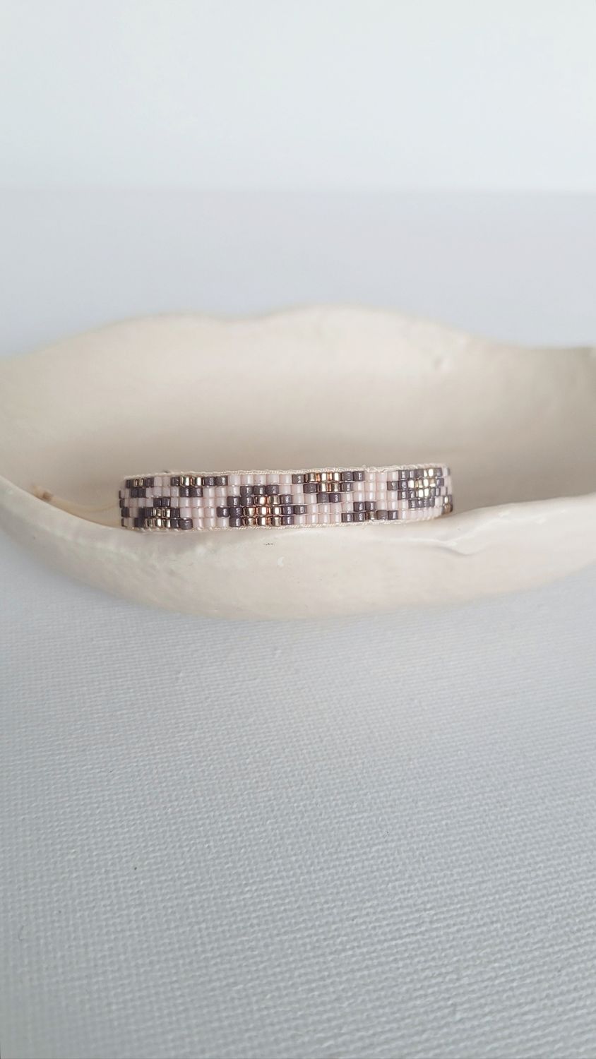 Web-Armband "leo" cream-dark khaki