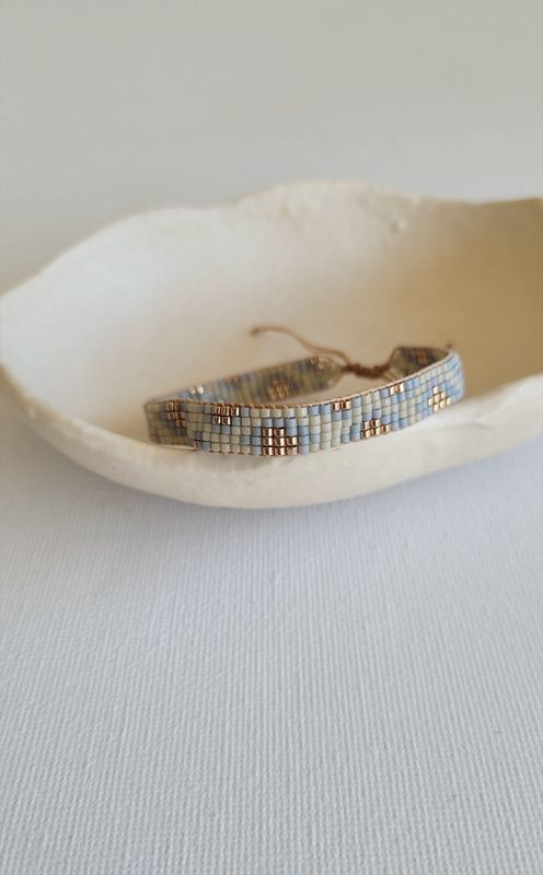 Web-Armband "leo" rauchgrün-nebelgrau