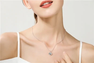 Silver Solid Heart Pendant Necklace