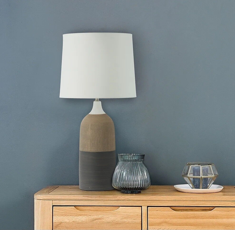 Oak Furnitureland hyatt table lamp matt grey ceramic