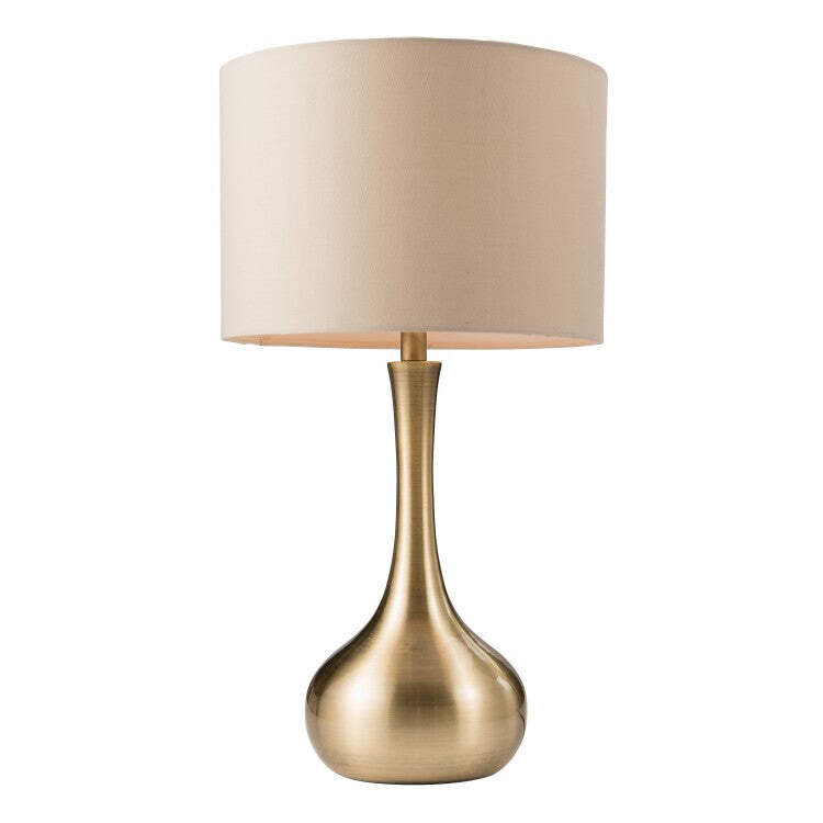 Gallery Interiors Piccadilly table lamp brass & taupe