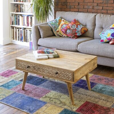 Lonepine Solid Wood Coffee Table with Storage