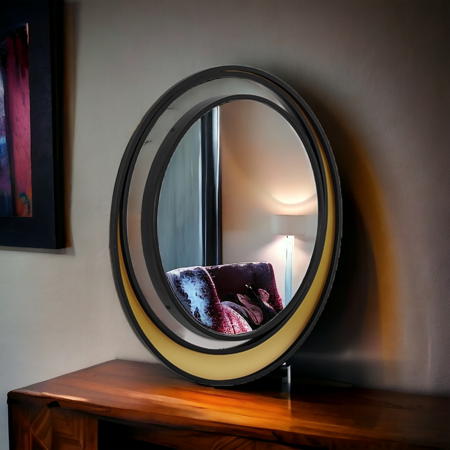 Swoon Simit Mirror in Black, steel and brass