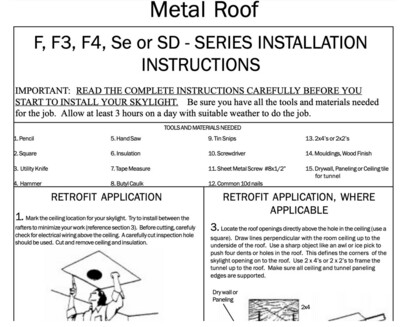 Metal Roof - Skylight Installation