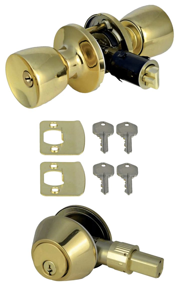 Entry Deadbolt/Knob Set Brass
