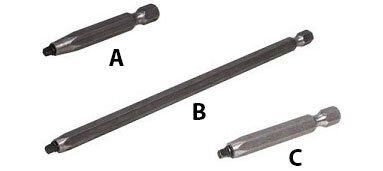 SQUARE POWER BIT #B  (6" LONG)