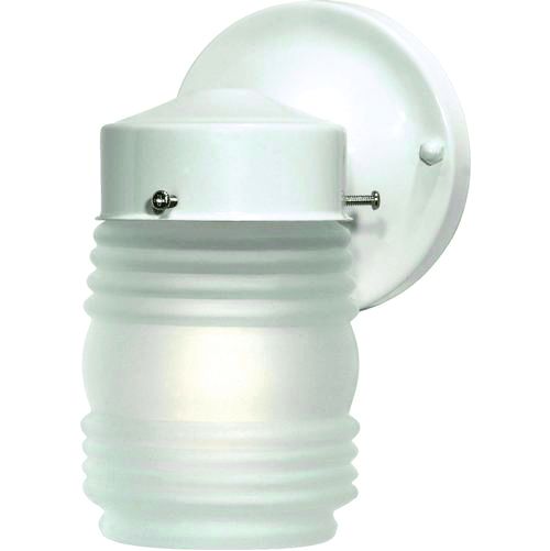 White Metal Fixture W/ Glass
