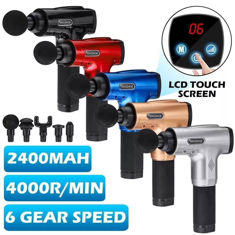 Pistolet de massage électrique avec écran LCD,masseur à percussion pour relaxation, minceur, corps, muscle, cou, dos, pied, jambe, épaule,