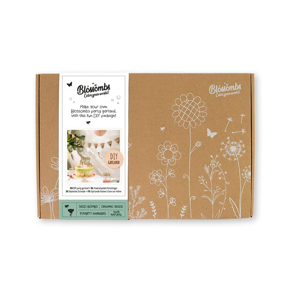 Toffe cadeaus - Blossombs - DIY verjaardagsslinger - 9 zaadbommetjes