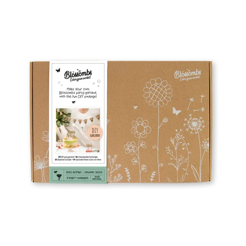 Toffe cadeaus - Blossombs - DIY verjaardagsslinger - 9 zaadbommetjes
