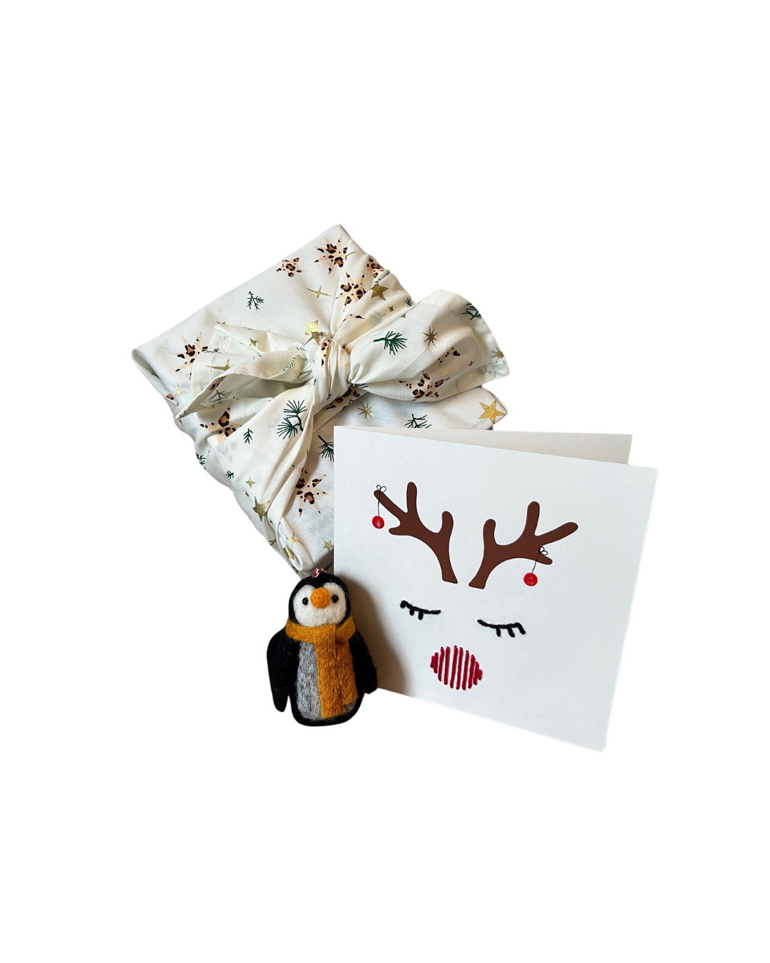 Kerstset standaard - kies je inpakstof, ornament & kaart