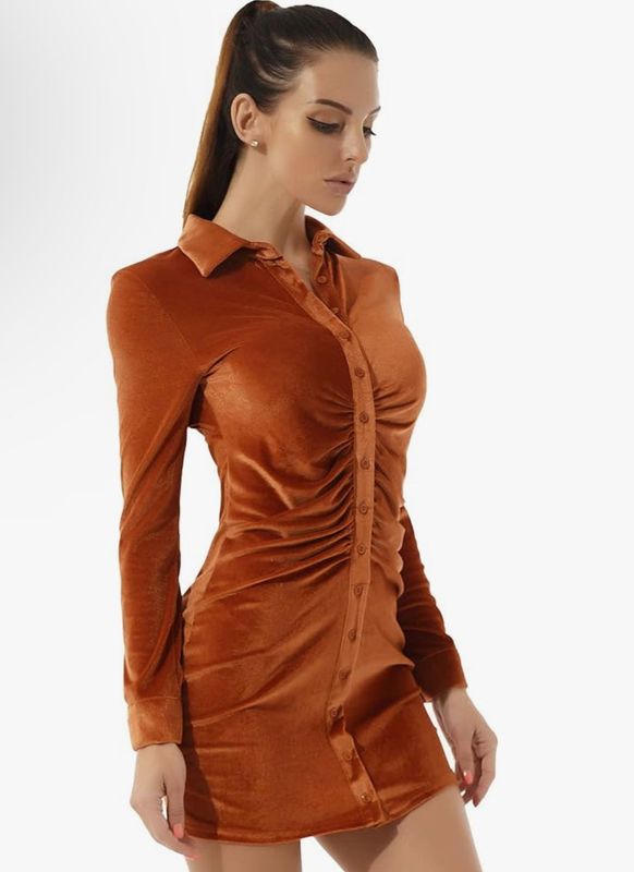 Long-Sleeve Ruched Mini Dress Size XL