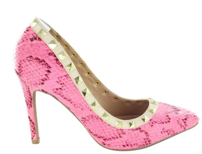 Wild Diva Pink Snake-Studded Stiletto