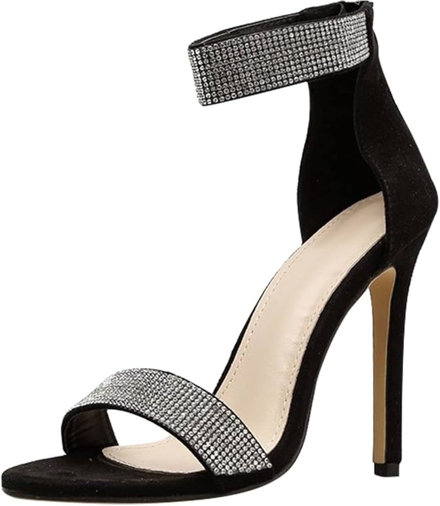 Bedazzled Black strapped Heel