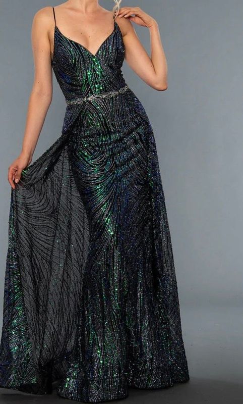 Multi-Color Stell Couture Sequined Formal Gown