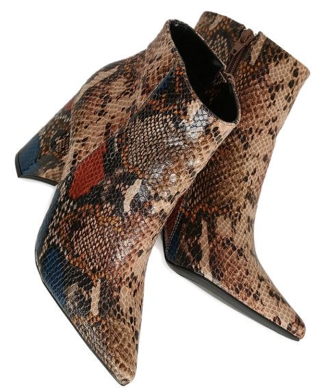 Bamboo Faux-Suede Snakeskin Ankle Boots