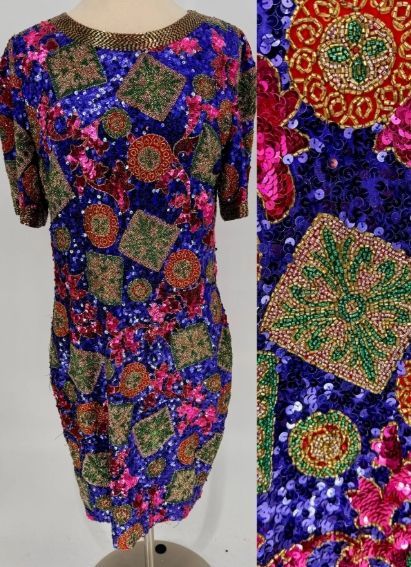 Oleg Cassini Black Tie Sequin Dress