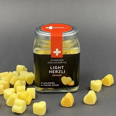 Schweizer Edelzucker Light 4 Herzli Orange – 75g