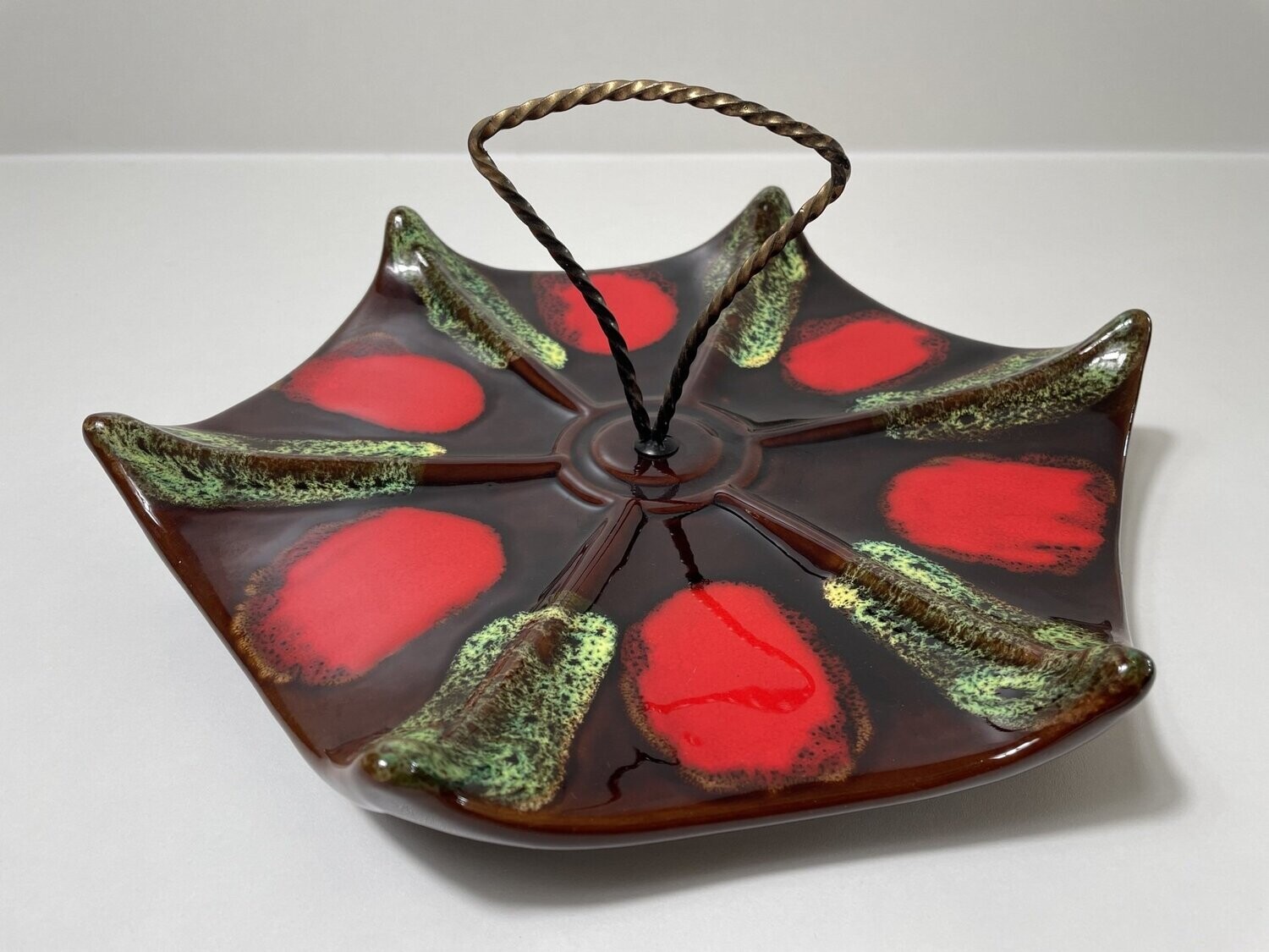 Käseplatte braun/grün/rot Vallauris 60er