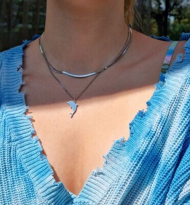 Silver multi-Dolphin Necklace