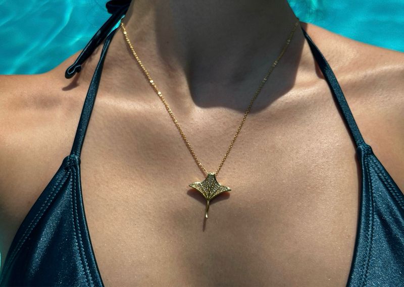 Gold Diamond Manta Ray Necklace