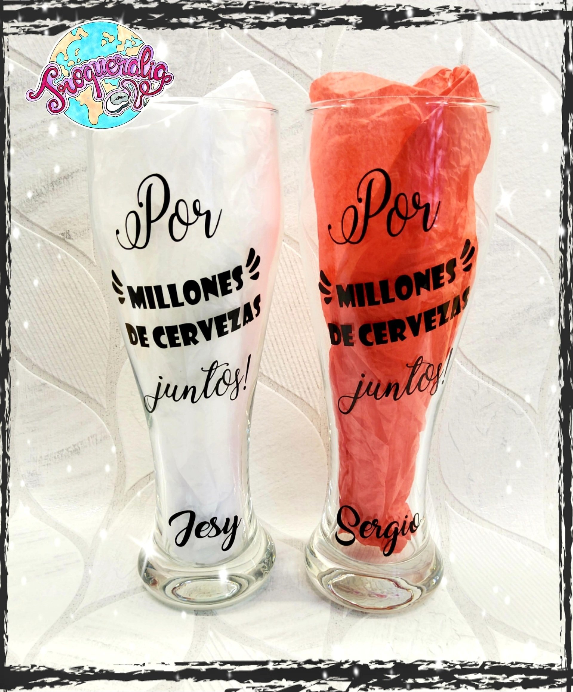 Dos vasos de cerveza personalizados