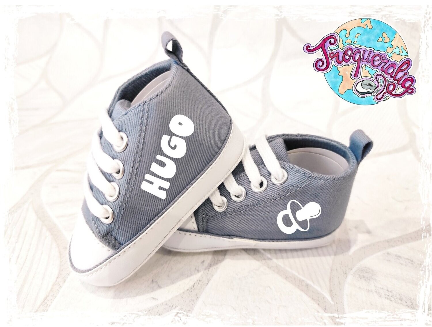 Zapatillas de bebe personalizadas Gris azuladas