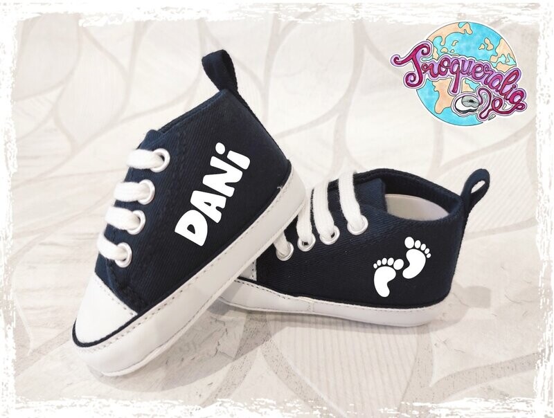 Zapatillas de bebe personalizadas azul marino oscuro