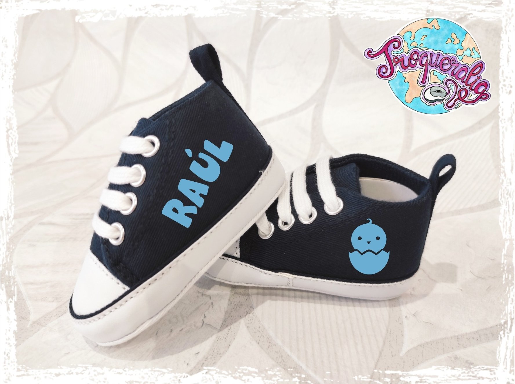 Zapatillas de bebe personalizadas azul marino oscuro