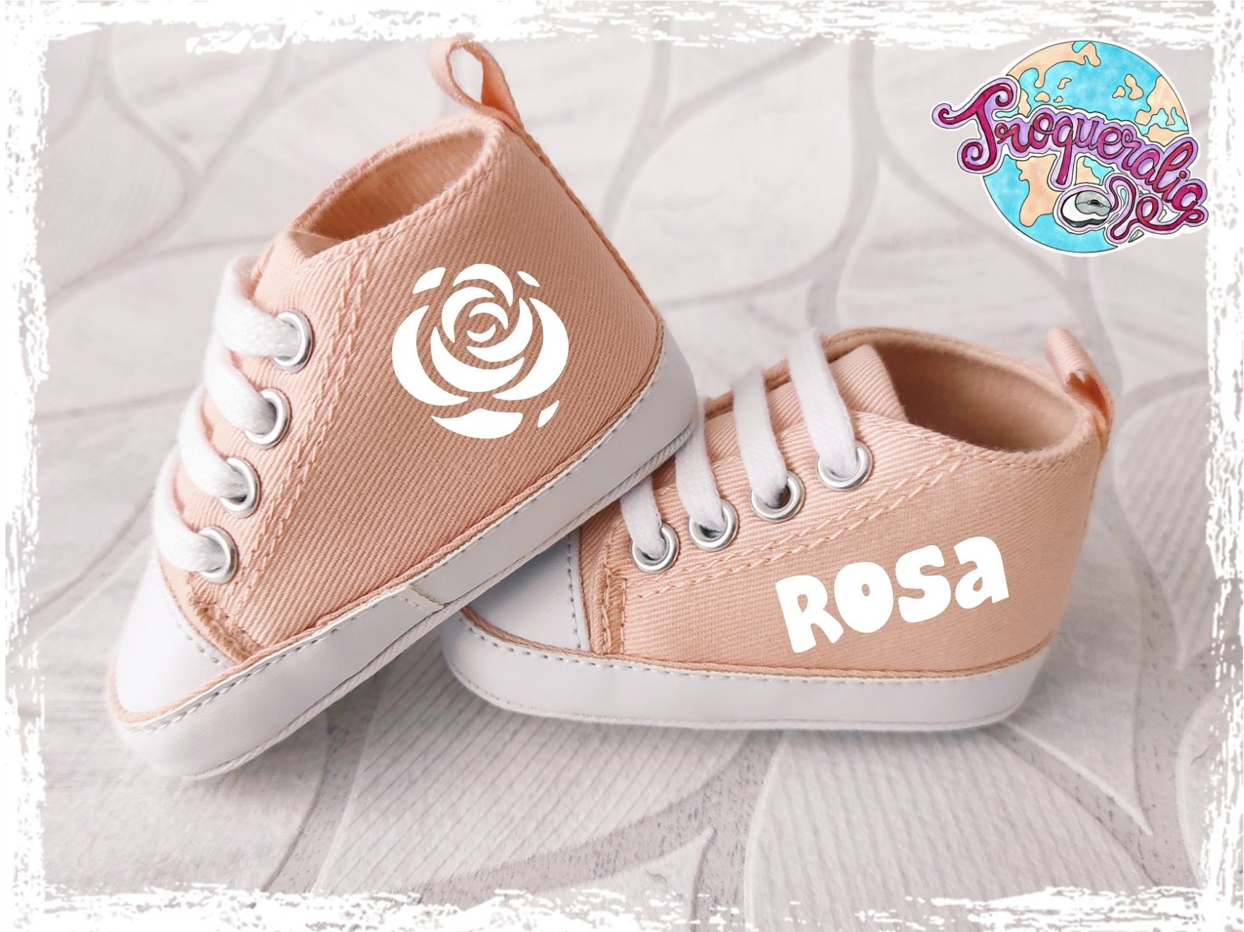 Zapatillas de bebe personalizadas Rosa melocotón