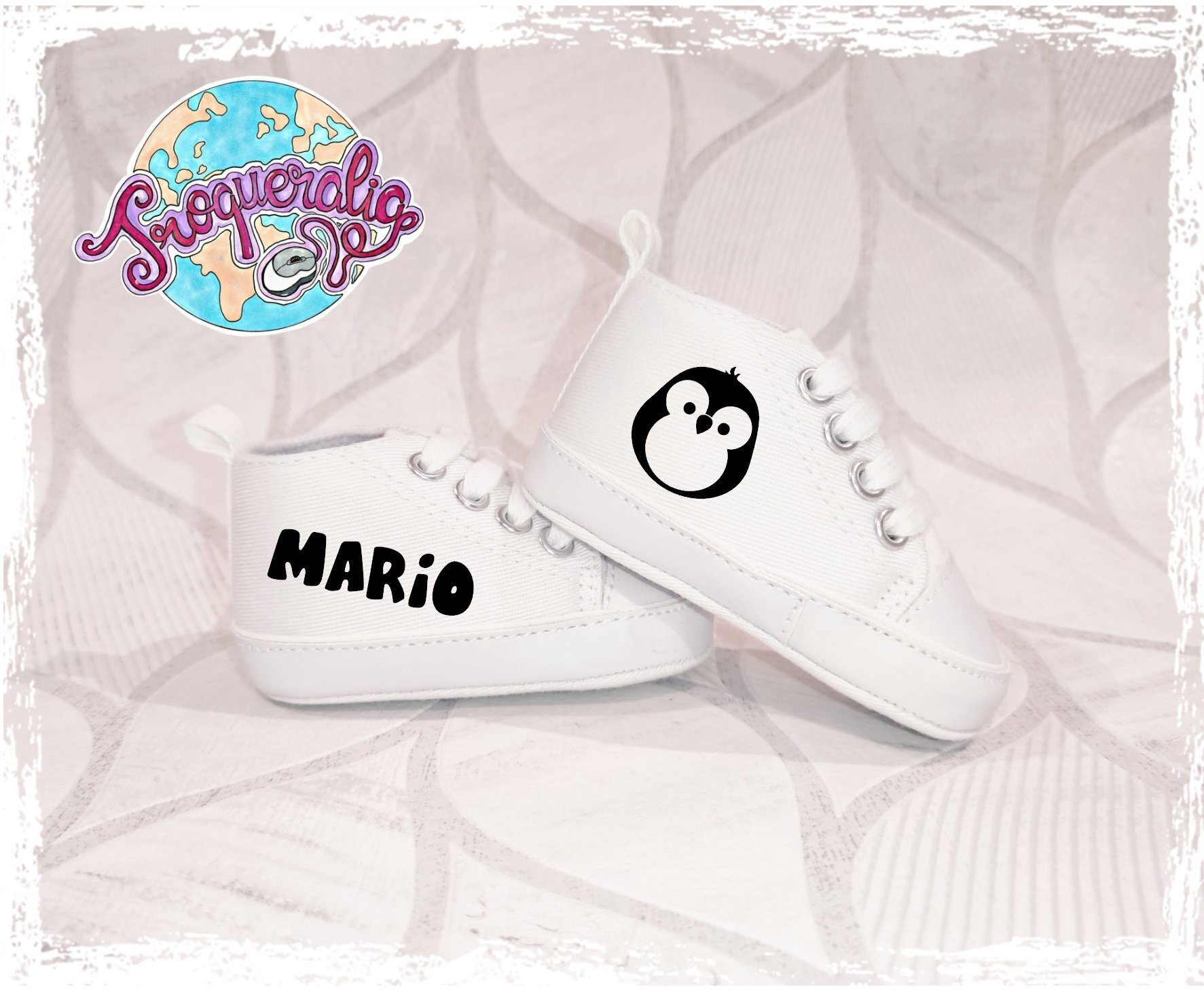 Zapatillas de bebe personalizadas blancas