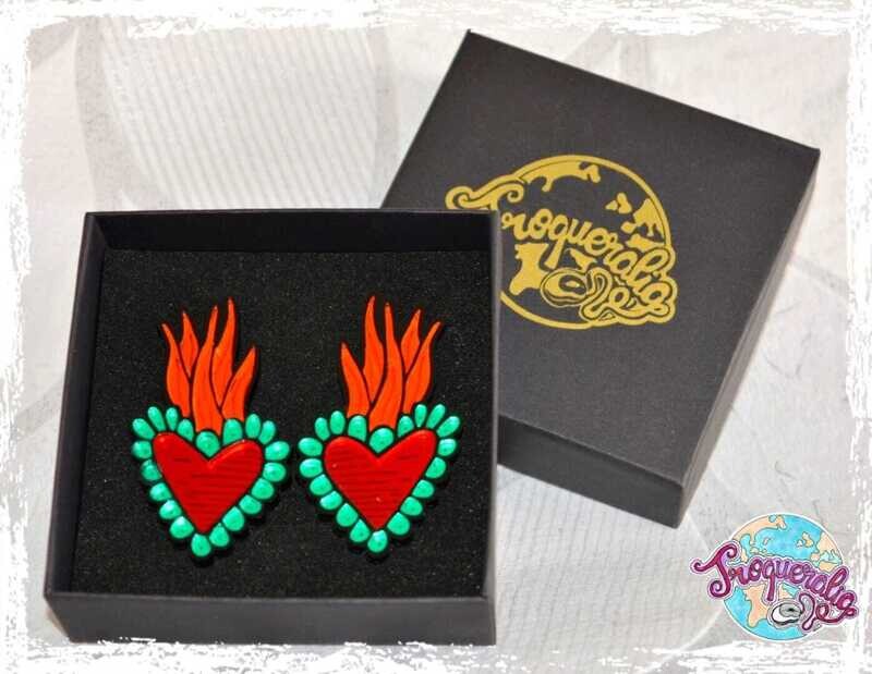 Pendientes Corazón de fuego