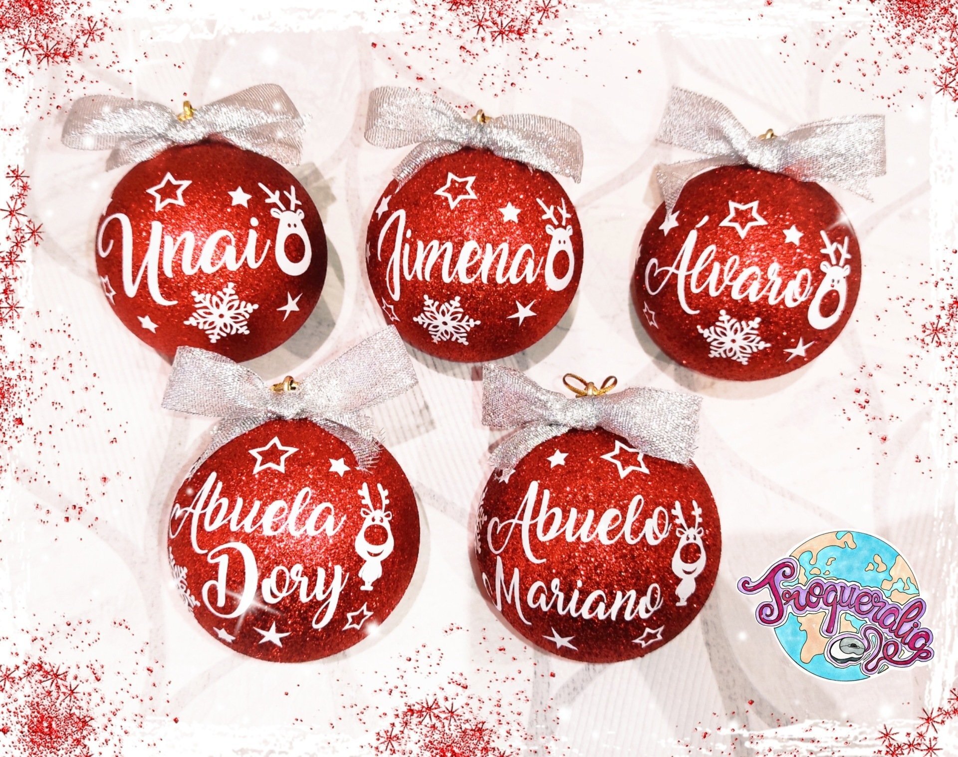 Bola de navidad roja Purpurina