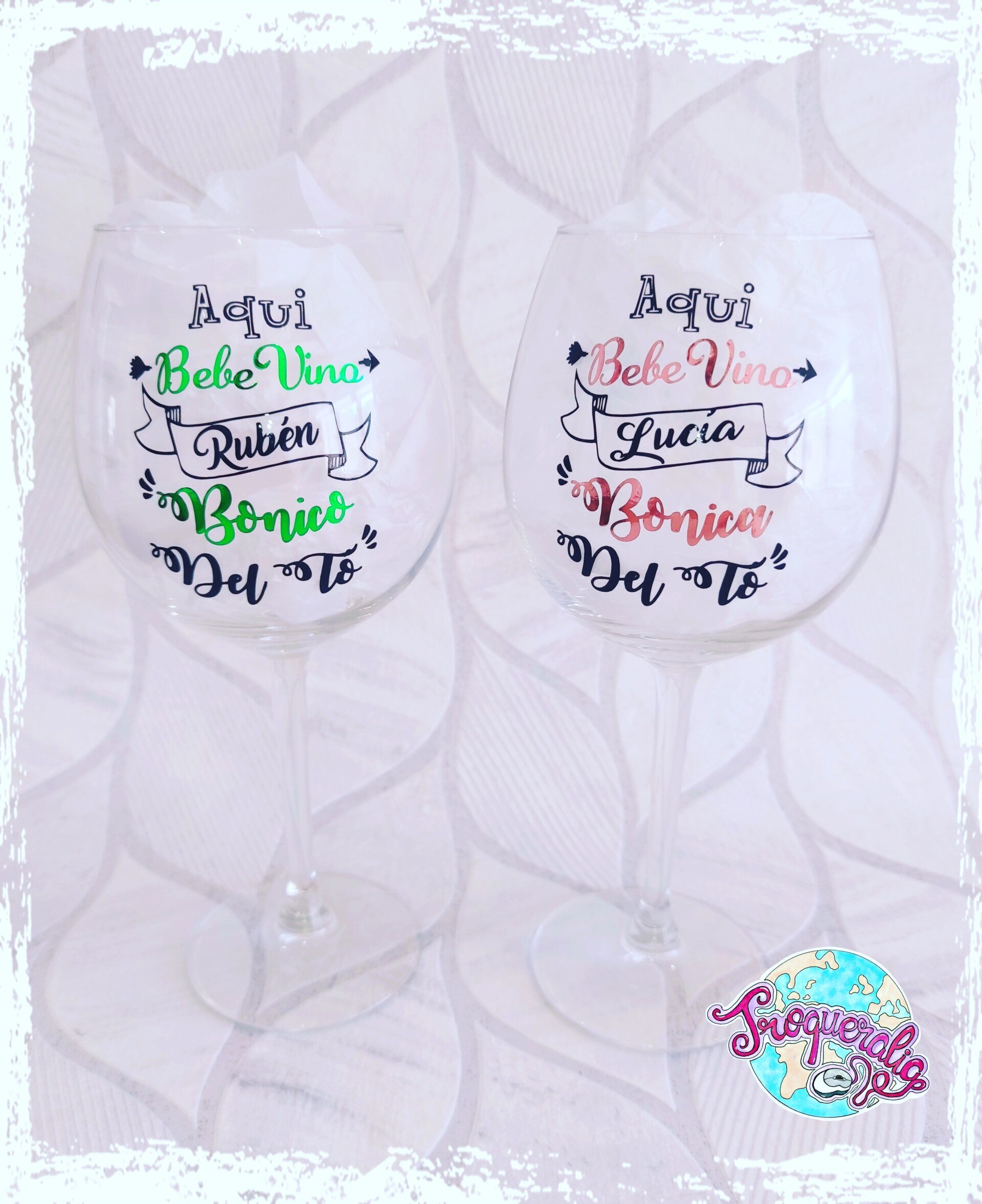 2 Copas de vino personalizadas
