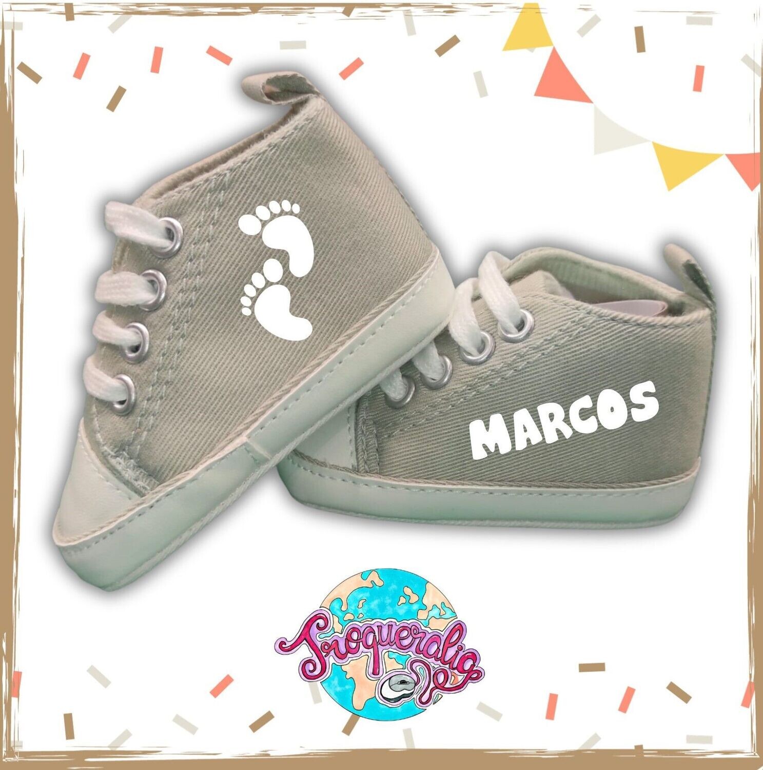 Zapatillas de bebe personalizadas Gris verdoso