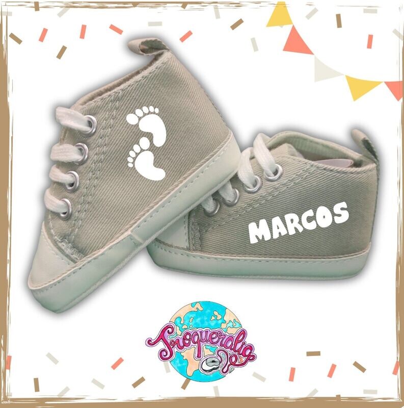 Zapatillas de bebe personalizadas Gris verdoso