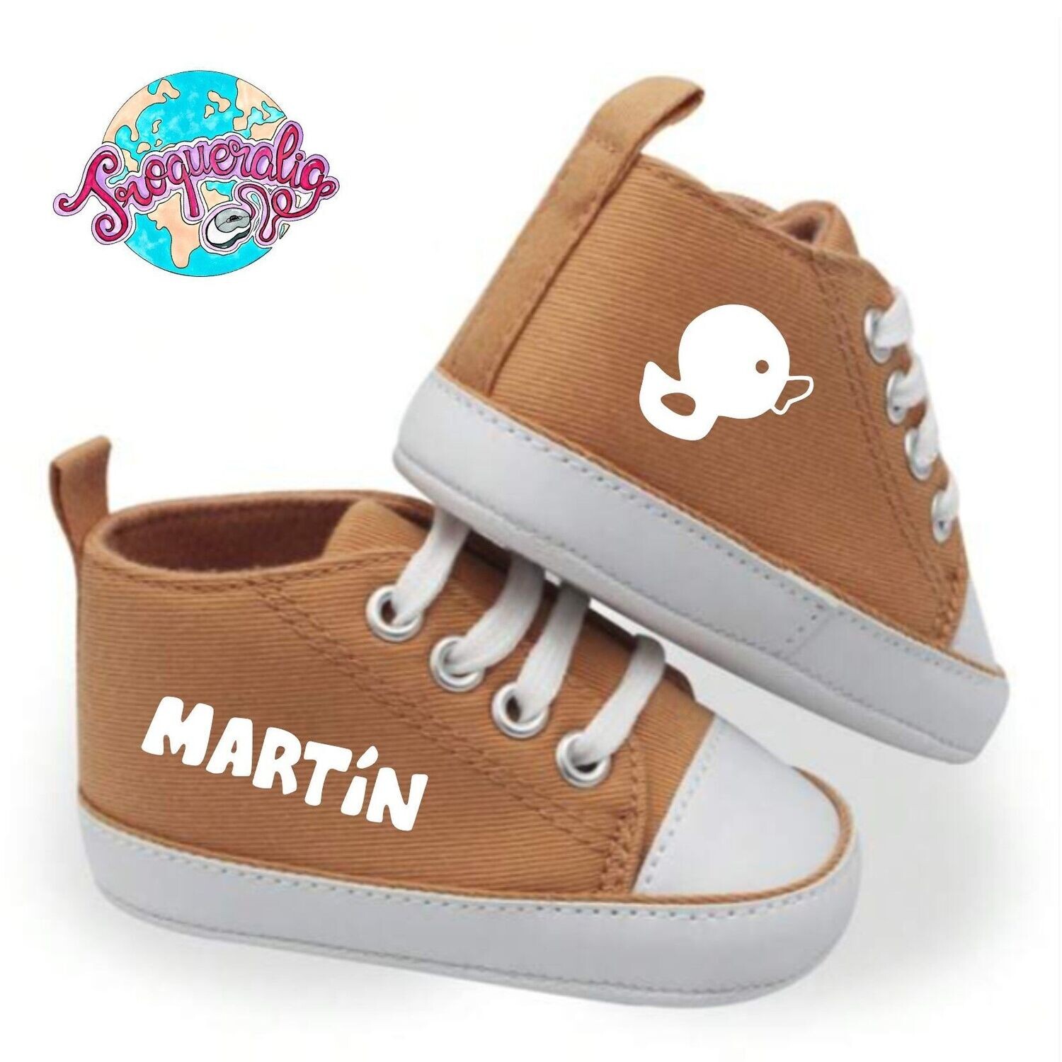 Zapatillas de bebe personalizadas color teja