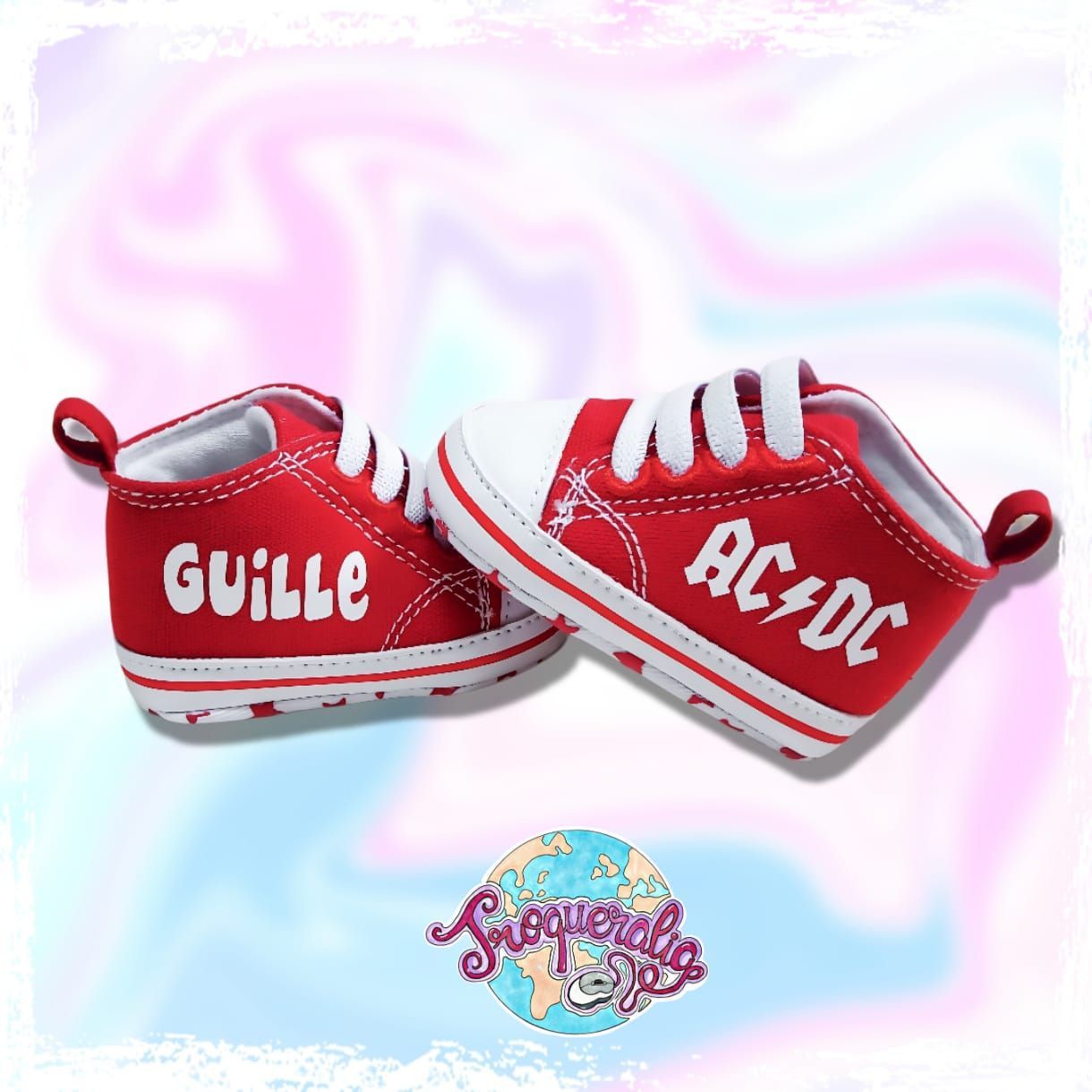 Zapatillas de bebe personalizadas color rojo