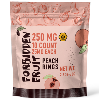 Delta 8 THC Peach Rings | Forbidden Fruit | 250MG | QTY/10